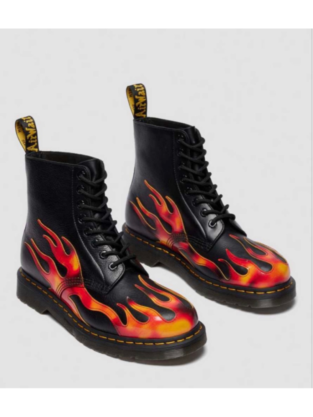 Dr. Martens 1460 Pascal Flame Boots Black Red US 8 - Picture 3 of 6